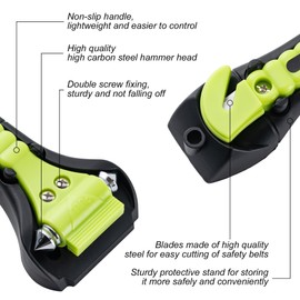 Husfunov Car Safety Hammer Set of 2, Auto Car Escape Tool, Car Window Glass Hammer Breaker and Seat Belt Cutter Escape 2-in-1 Tool, for Family Rescue and Auto Traffic Accident Emergency Escape