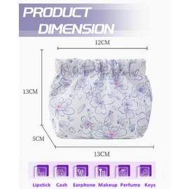 MOPZIJA 3 Pieces Small Makeup Bag for Handbag - Waterproof Mini Bag, Self-Closing Travel Set Storage Bag without Zip for Women, Girls, Mini Bag, Cosmetic Case