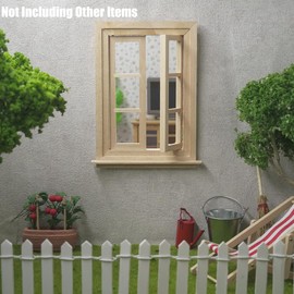Odoria Dollhouse Lattice Window Miniature: 1/12 Scale Frame Panel Windows Openable for Diorama - Mini Victorian Vintage Furniture Wood Model - Tiny Building Components Craft DIY Unpainted