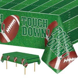 3 Pcs Football Tablecloth Plastic - Touch Dwon Football Table Cloth, Disposable Rectangle Rugby Sports Table Cover for Football Decorations Party Supplies Game Day Table Decor Favors, 108x54Inch