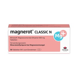 magnerot Classic N Tablets with Magnesium Orootate: For Magnesium Deficiency, Individually Dosed, Suitable for Pregnant Women and Nursing Mothers, Pack of 50