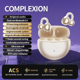 Clip On Open Ear Headphones Bone Sound Bluetooth Air Bone Conduction Headphones Clip Headphones Bluetooth Wireless with Ear Clip Strap Sports for Running Jogging Wireless Earbuds Earphones Sports