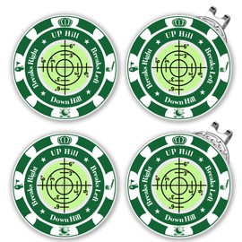 Golf Green Reader, 4 Pack Ball Marker for Putting Green with Bubble, Golf Accessories Putt Aid Tool with Hat Clip (4 Pcs GreenGreen)