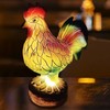 Stained Resin Rooster Table Lamp Night Light LED Animal Night