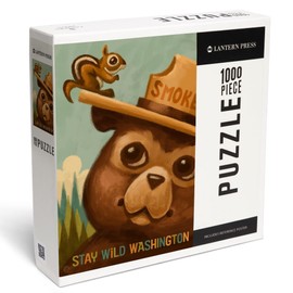 Lantern Press 1000 Piece Jigsaw Puzzle, Washington, Smokey Bear and Squirrel, Stay Wild