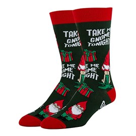 ooohyeah Men’s Holiday Novelty Crew Socks, Crazy Funny Cotton Dress Christmas Socks Gift - Gnome Sayin, Shoe Size 8-13