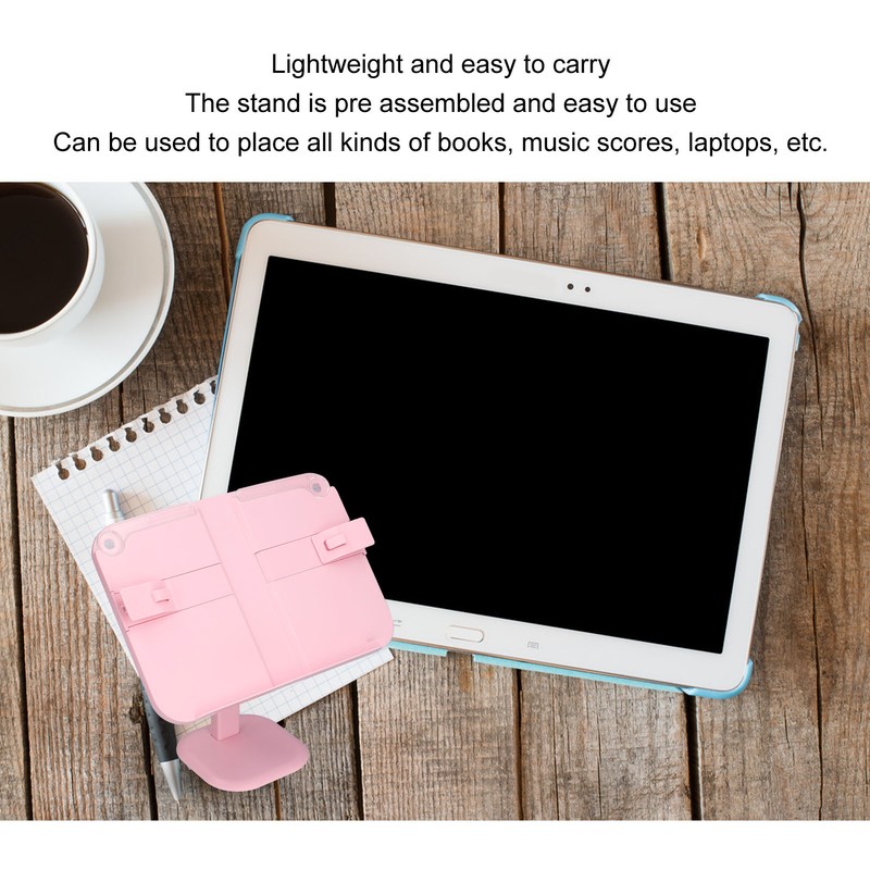 Lifting Reading Rack Adjustable Height Lightweight Portable Plastic Pink Book