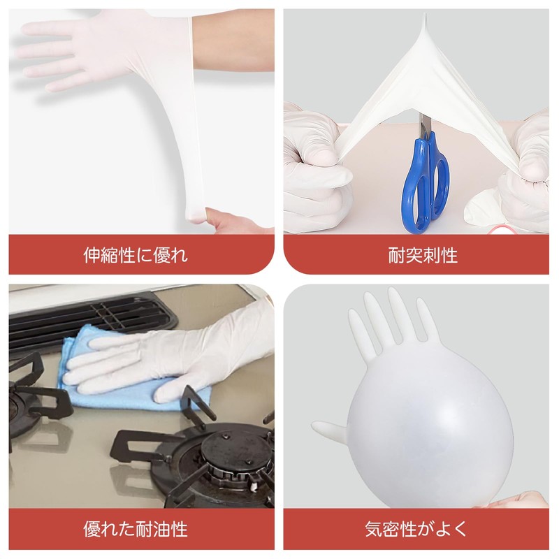APALUX Nitrile Gloves, Disposable Gloves, White, Powder Free, 100 Pieces,