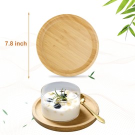 DIRBUY 3 Pack Bamboo Serving Tray - 7.8 inch Round Wood Serving Tray - Small Round Wooden Serving Tray for Coffee Table and Home Decor