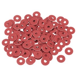 sourcing map 220 Pcs M3 Fiber Flat Washers, Insulation Plain Washer 3mm ID 10mm OD 0.8mm Thick Red Steel Paper Gaskets for Machinery Fastener Plumbing General Repair