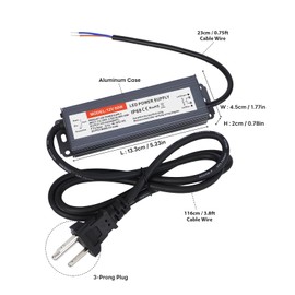 Hanbaak LED Driver 60 Watts Waterproof IP68 Power Supply Transformer Adapter 110V-250V AC to 12V DC Low Voltage Output for LED Light, Computer Project, Outdoor Light