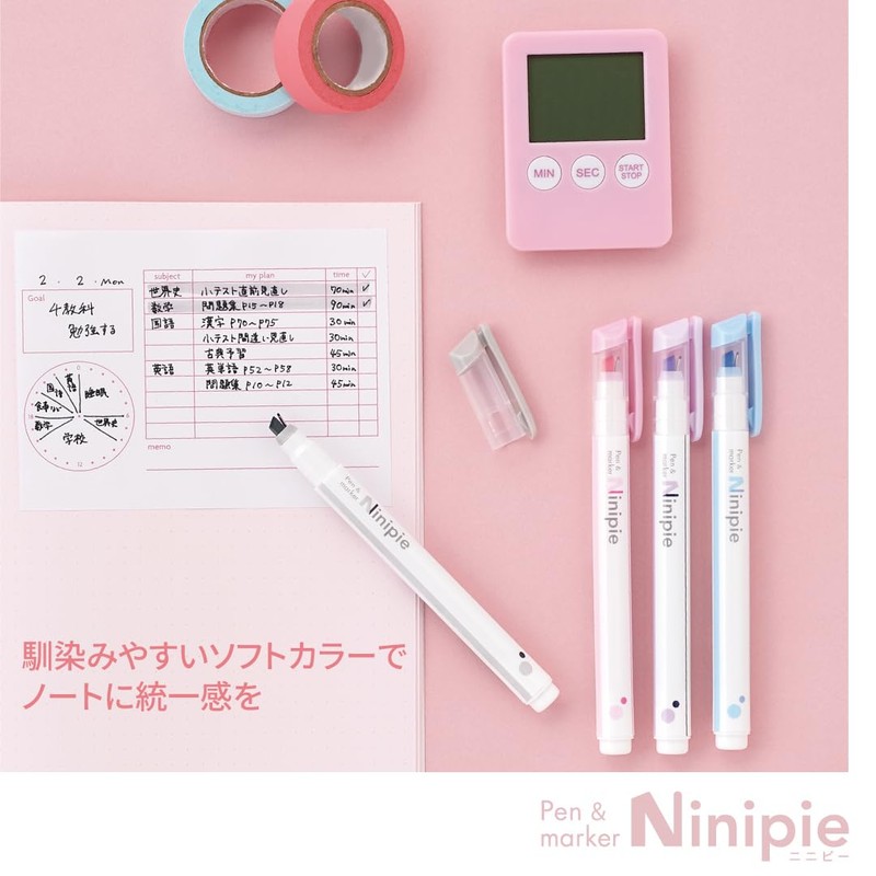 Sunstar Stationery S4591739 Pen & Line Markers, Water-based, Ninippee, Set