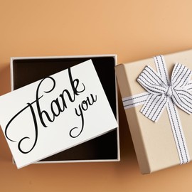 Oletx 36pcs White Thank You Card with Black Script, 4.2x6.2 Thank you Cards Bulk with Envelopes, Stickers, Card Box Set for Wedding, Baby, Bridal Shower, Small Business, Funeral