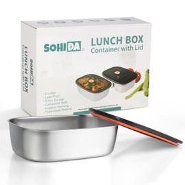 SOHIDA 1.5L Stainless Steel Inner Container with Lid – Single Compartment, Removable, Dishwasher Safe, Compatible with 1.5L Electric Heated Lunch Box, Easy to Clean