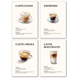 LAVEMA Coffee Poster Set A4 (21 x 30 cm) Pictures Kitchen Espresso Cappuccino Latte Macchiato Kitchen Pictures Barista Wall Decoration Dining Room Picture Wall Office Kitchen Decoration Wall Pictures