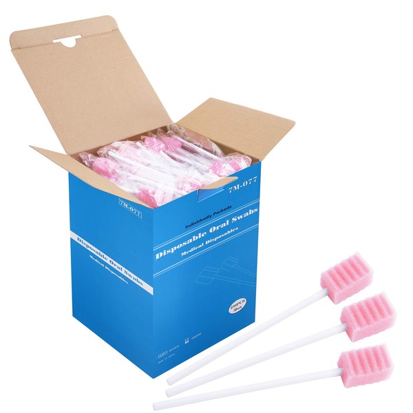 Disposable Oral Swabs, Sterile Dental Sponge Swabsticks Unflavored for Mouth & Gum Cleaning (250 Pack/box)