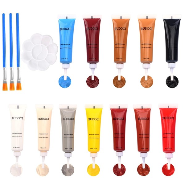 BUDOCI Leather Repair Set with 12 Colours, Mixable Fiussig Leather
