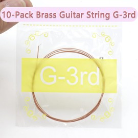Cheerock 10-Pack Single Guitar Strings for Acoustic Guitars, Brass Guitar String G-3rd, Guitar Replacement Steel String, Bright and Well-Balanced Tone Light Tension