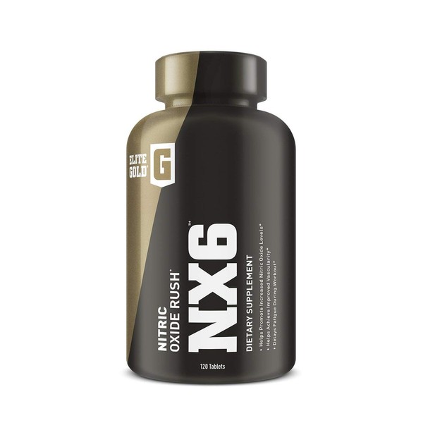 Elite Gold NX6 Nitric Oxide Rush, Pre Workout, Keto, Amino Energy, Nitric Oxide, Beta Alanine, Optimum Nutrient Health, Elite Gold, Nx6, (120 Count)