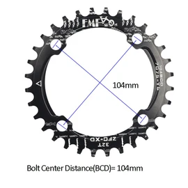 UPANBIKE Bike Narrow Wide Chainring 104 BCD Round Shape Single Chain Ring 32T 34T 36T 38T
