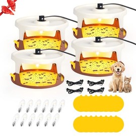 4Pack Upgraded Flea Traps for Inside Your Home - Indoor Bed Bug Interceptor & Flea Light Trap with 16 Sticky Pads & 12 Bulbs for Fleas, Bed Bug & Tick