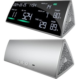 13-in-1 Air Quality Monitor Indoor CO2 Detector,Carbon Dioxide Meter, TVOC, PM2.5/PM10/PM1.0, Temperature, Humidity Meter, Air Quality Tester Time Display Portable CO2 Monitor