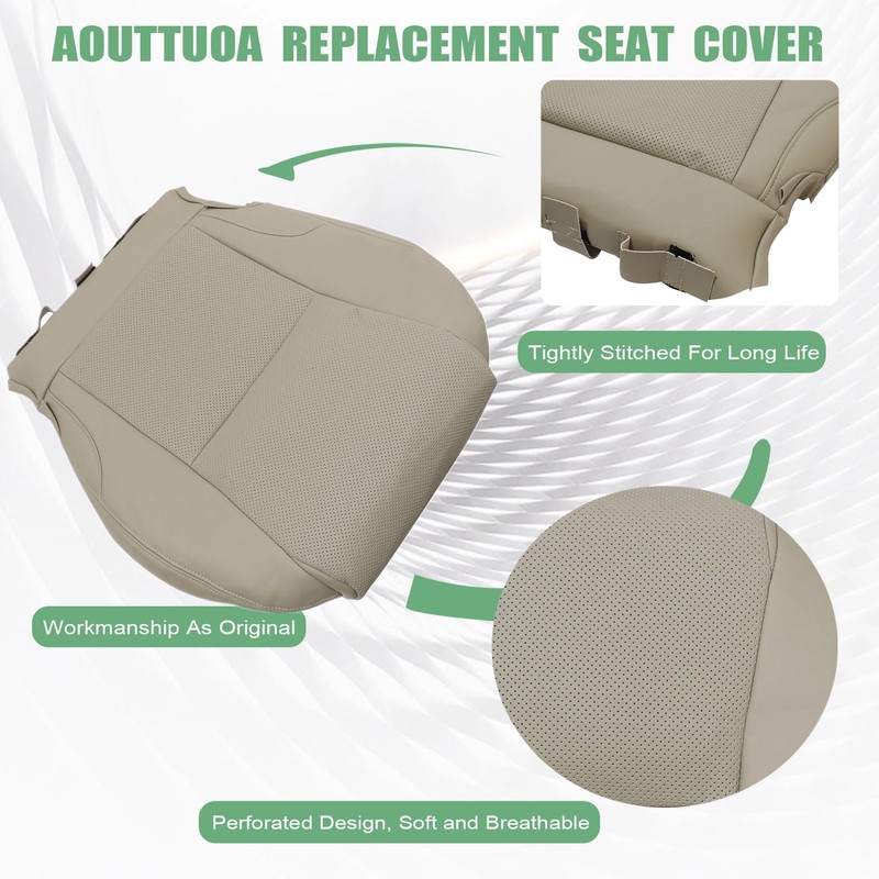 NLQR Front Driver Side Bottom Replacement Seat Cover Tan Microfiber