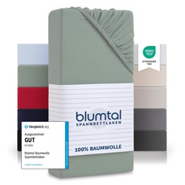 Blumtal Basics Jersey Fitted Sheet 90 x 200 cm – Oeko-Tex Certified, 100% Cotton, up to 25 cm Mattress Height, Summer Green, Green