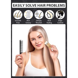 Hair Wax Stick & Hair Brush of 4Pcs, Slick Back Hair Brush with Wax Stick, Hair Brush for Slicking Back Hair, Hair Stick with Comb Set, Smooth Frizz Hair Slick Stick