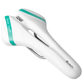 GORIX Bike Saddle Seat Comfortable Cushion with Rail Mountain Road Bicycle for Men and Women (A6-1) (White×Celeste)