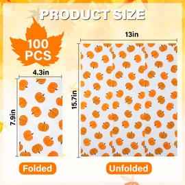 100Pcs Pumpkin Guest Napkins Fall Decor Pumpkins Paper Napkin Thanksgiving Disposable Bathroom Hand Towels for Autumn Harvest Friendsgiving Seasonal Table Decor Party Supplies