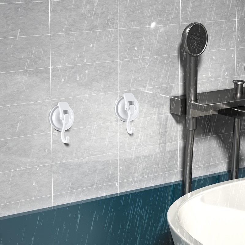 SOCONT Heavy Duty Vacuum Suction Cup Hooks, White Plated Polished