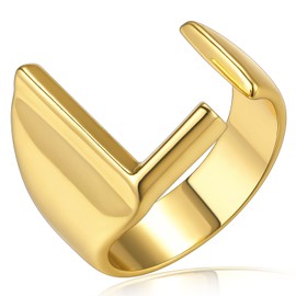 Gold Inital Rings for Women, GoldChic Jewelry Women's L Alphabet Letter Rings Chunky Statement Ring for Rapper