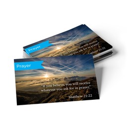 Pass It On Scripture Cards, Prayer, Matthew 21:22, Pack of 25 Inspirational Bible Verse Wallet Cards for Devotional, Bible Study, & Memorization, Small Christian Greetings for Encouragement