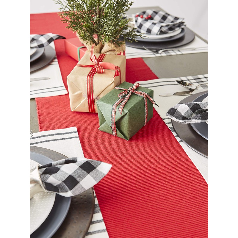DII Solid Woven Table Runner, 13x72, Tango Red