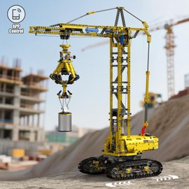 Mould King 17059 Technik Crawler Crane Advanced Building Sets, MOC Mobile Construction Model Toy with APP Remote Control for 14+ Teen/Adults, Large Vehicles Crane Building Kits for Adults(1731PCS)