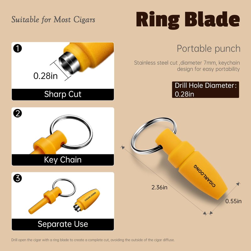 CIGARLOONG Cigar Punch, Mini Cigar Punch Cutter,Portable Cigar Hole Opener