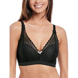 Freya Women's Daisy Lace Soft Plunging Lace Bralette Bra, Noir, M