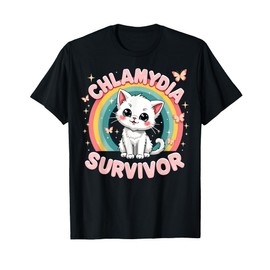 Chlamydia Survivor Cat Funny Adult Humor Inappropriate T-Shirt