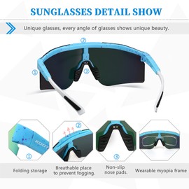 [KOOTU] Sunglasses Sports Polarized Cycling Glasses Men or Women Motorcycle Eyewear Driving Baseball Sunglasses Color Dot, Pink