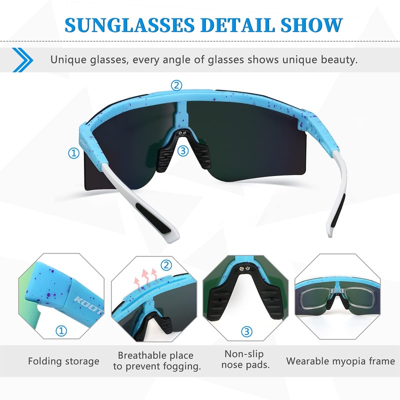 [KOOTU] Sunglasses Sports Polarized Cycling Glasses Men or Women Motorcycle