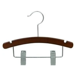 Only Hangers Walnut Wooden Baby Hanger w/Clips 10" (25)