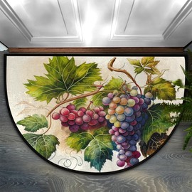 Cfpolar Half Round Door Mat, Vintage Grapes Semicircle Mats, Non-Slip Area Rug Soft Doormat for Front Indoor Entrance, Welcome Mat for Garage Patio Home Decor 24 x 36 in