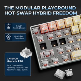 XVX HE68 Hall Effect Keyboard,Rapid Trigger Gaming Keyboard Mode Adjustable Actuation, 8KHz Polling Rate, 60 Percent Wired RGB Backlit Mechanical Key board w IMD Keycaps for Mac/Win-White- Ice Crack