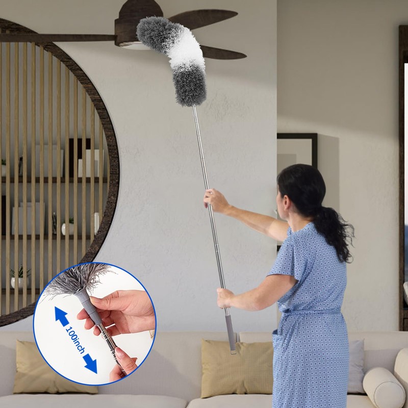 Dusters for Cleaning,9Pcs Feather Duster with Extension Pole Up to