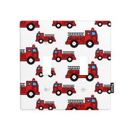 Pznen Fire Truck Double Toggle Covers Red Cartoon Boys Car Toy Themed 2 Gang Wall Plate Decorative Light Switch Covers Bathroom Bedroom Home Kitchen