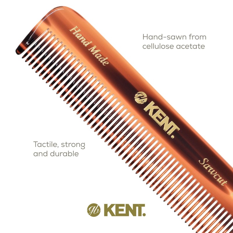 KENT Kent Handmade Coarse/Fine Toothed Styling Pocket Comb, Length-11.2 cm