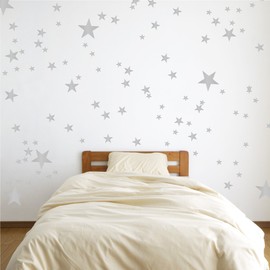 The Decal Guru Vinyl Star Wall Decal Stickers for Home Wall Decor Night Sky Removable Graphic Transfers for Nursery or Kids Room, 48" x 55", Silver