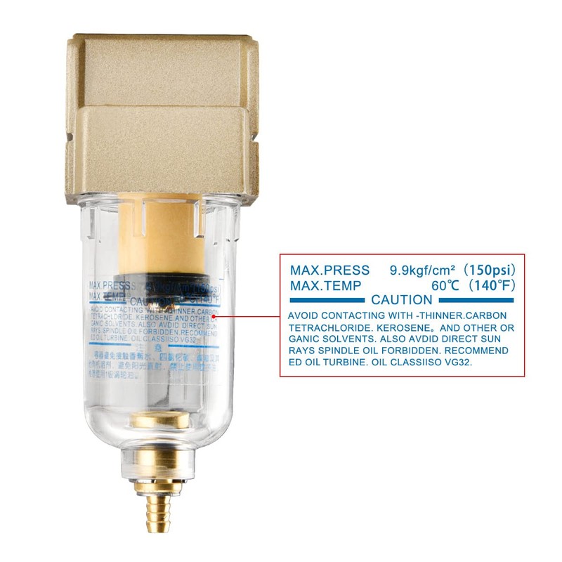 Heschen Pneumatic Air Filter Compressor Pressure Regulator AF2000-02 PT1/4 750L/min