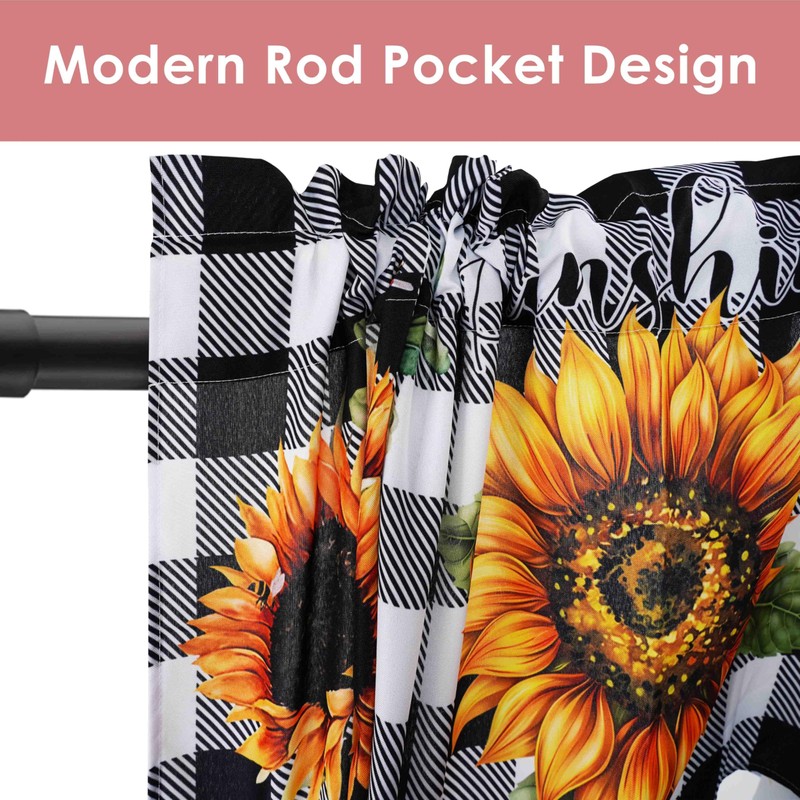 aiwkjdns 3 Piece Sunflower Kitchen Curtains and Valances Set for